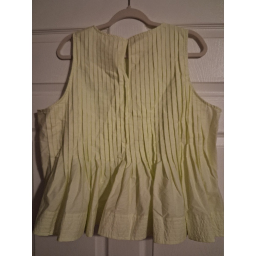Women's XL 16-18 Top Yellow Pintuck Pleated Peplum Colorful Cotton Blend Blouse - Picture 9 of 13
